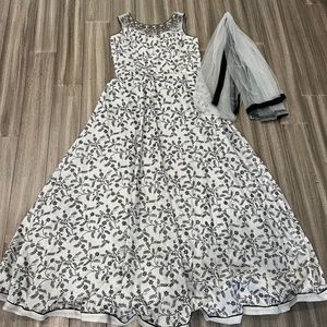 NEW Elegant Silver Gray Embroidered Gown!